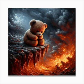 Teddy Bear In Flames Canvas Print