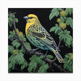 Ohara Koson Inspired Bird Painting Yellowhammer 3 Square Canvas Print