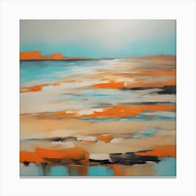 Abstract Orange and Blue Seascape Painting Canvas Print