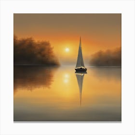 Sailboat At Sunset 3 Canvas Print