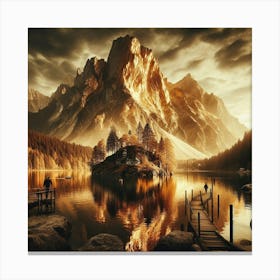 Lake In The Mountains 50 Canvas Print