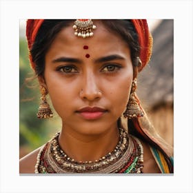 Indian Woman In Traditional Dress Canvas Print