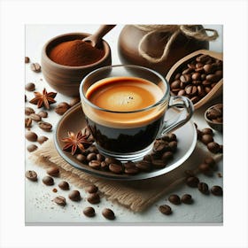 Coffee And Coffee Beans 3 Canvas Print