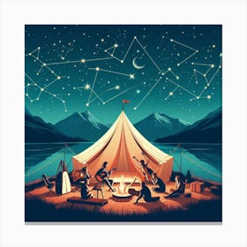 Camping Under the Zodiac with your friends 3 Canvas Print