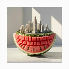 city on watermelon Canvas Print