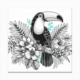 Line Art toucan bird 3 Canvas Print