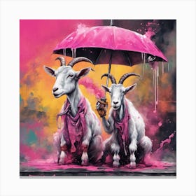 Goats In Pink Canvas Print