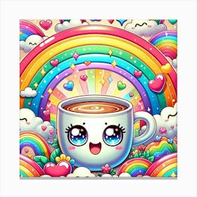 Kawaii rainbow Coffee Cup Canvas Print