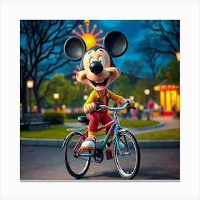 Mickey Mouse On A Bicycle Stampe su tela