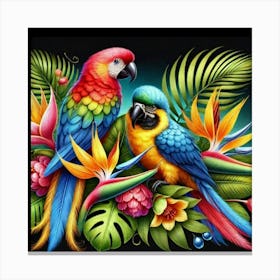 Tropical Parrots Leinwandbild