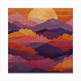 Sunset Over Mountains Canvas Print