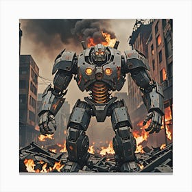 Giant Robot In A City 1 Canvas Print