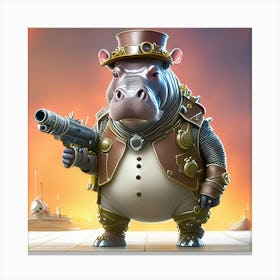 Hippopotamus No.1, Dressed In Steampunk Fashion Canvas Print