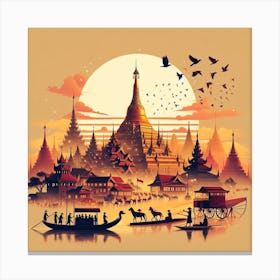 Sunset In Myanmar Canvas Print