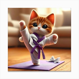 Cute Kitten Doing Karate Canvas Print