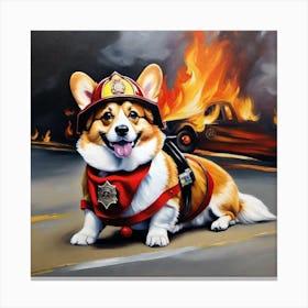 Corgi Firefighter 5 Canvas Print