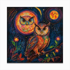 Owls At Night Canvas Print