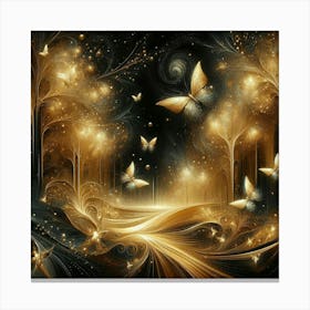 Golden Forest With Butterflies 1 Canvas Print