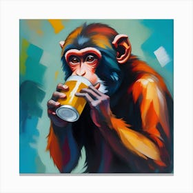 Monkey Drinking Beer 1 Canvas Print