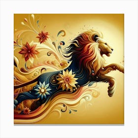 Lion With Flowers Canvas Print