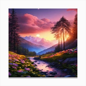 Sunset In The Mountains 2 Canvas Print