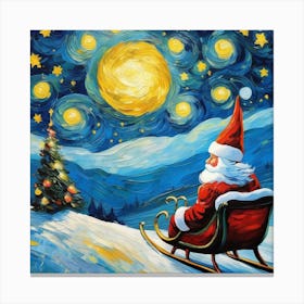 Santa Claus In Sleigh 1 Canvas Print