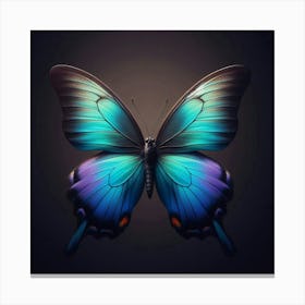 A Stunning and Colorful Digital Painting of a Morpho Butterfly with Vibrant Blue and Purple Wings and Delicate Antennae Canvas Print