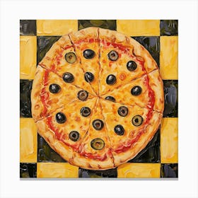 Pizza Yellow Checkerboard 1 Canvas Print