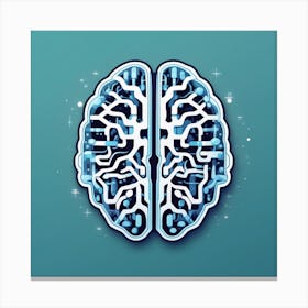 Brain On A Blue Background 1 Canvas Print