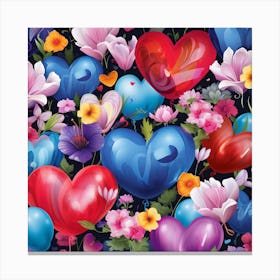 Hearts And Flowers Canvas Print