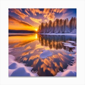 Sunset Over The Lake Canvas Print