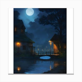 Night In The Village Canvas Print