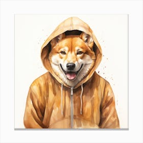 Watercolour Cartoon Dingo In A Hoodie Canvas Print