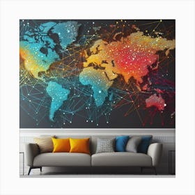 World Map: A Modern and Dynamic Graphic Wall Art Canvas Print