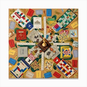 A Vibrant And Intricate Collage Featuring A Diverse Array Of Board Games As Art (4) Canvas Print