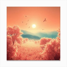 Sunrise Over A Pink Field Canvas Print