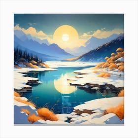 Mountain lac oil painting abstract painting art 8 Canvas Print