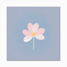 A White And Pink Flower In Minimalist Style Square Composition 309 Canvas Print