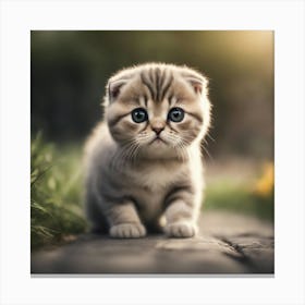 A Cute Scottish Fold Kitty, Pixar Style, Watercolor Illustration Style 8k, Png (3) Canvas Print