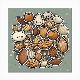 Nuts As A Background Sticker 2d Cute Fantasy Dreamy Vector Illustration 2d Flat Centered By Canvas Print
