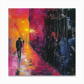 Night On The Street - abstract art, abstract painting  city wall art, colorful wall art, home decor, minimal art, modern wall art, wall art, wall decoration, wall print colourful wall art, decor wall art, digital art, digital art download, interior wall art, downloadable art, eclectic wall, fantasy wall art, home decoration, home decor wall, printable art, printable wall art, wall art prints, artistic expression, contemporary, modern art print, Canvas Print