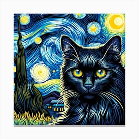 Starry Night Cat 2 Canvas Print