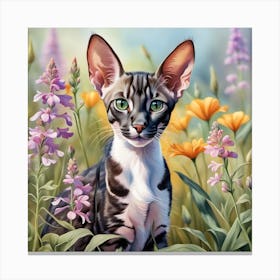 Oriental-SH Kitten Digital Watercolor Portrait Canvas Print