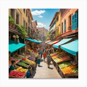 Fruit And Vegetable Market In Morocco Art Print Canvas Print