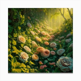 Roses In The Forest 3 Canvas Print