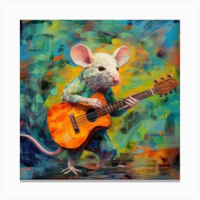 Mouse Playing Guitar Canvas Print