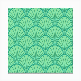 FANDOM Art Deco Vintage Fan Scallop Abstract Geometric in 60s Pastel Mint Green Canvas Print