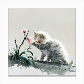 Chinese Kitten Painting Canvas Print