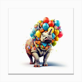 Rhino With Balloons Canvas Print