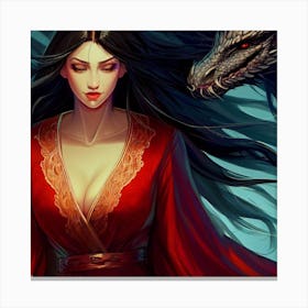 Chinese Woman With Dragon Canvas Print